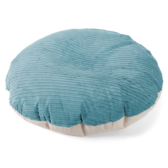 Flexforma Puf Gigante Redondo de Suelo para Adultos - Boucle & Pana Clásica Egeo Azul 01