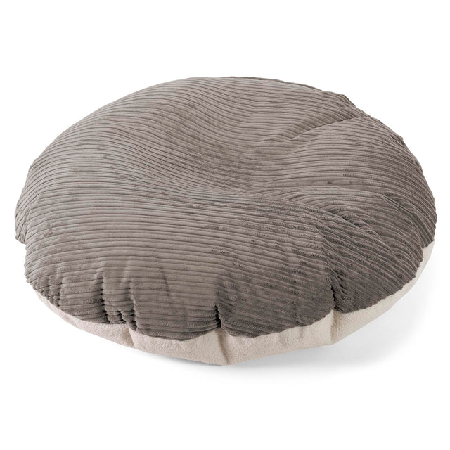 Flexforma Puf Gigante Redondo de Suelo para Adultos - Boucle & Pana Clásica Grafito 01