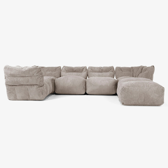 Sofá Modular de 5 Plazas con Chaise Longue - Pana Clásica Marrón empolvado 01