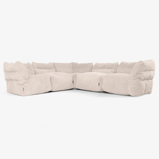 Sofá Modular Esquinero de 5 Plazas - Pana Clásica Marfil 01