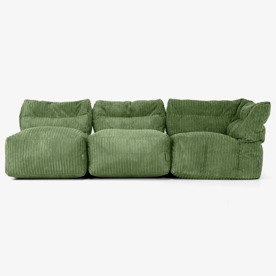 Sofá Modular de 3 Plazas sin Brazos - Pana Clásica Bosque Verde 04