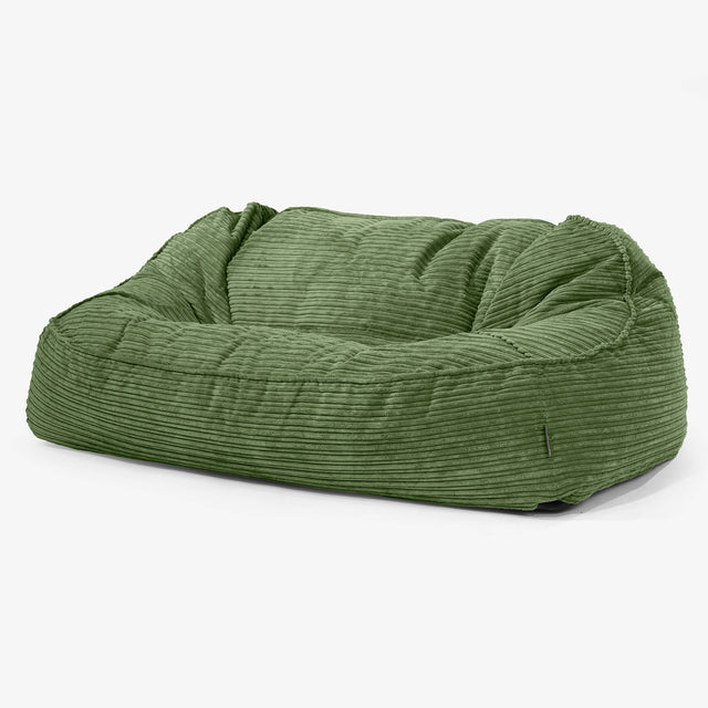 Sofá Puff Grande Encorvado - Pana Clásica Bosque Verde 01