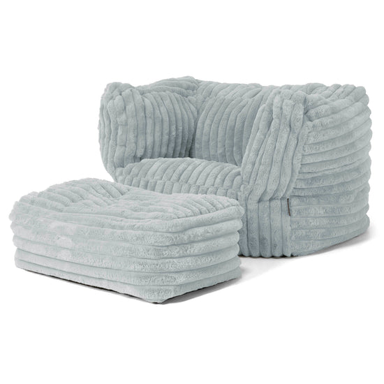 Albert Puff Sillón - Pana de Felpa Ultra Azul Huevo de Pato 02