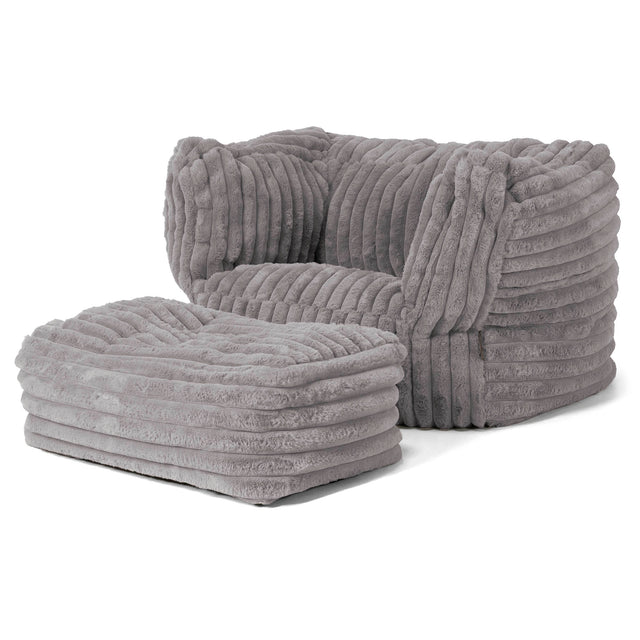 Albert Puff Sillón - Pana de Felpa Ultra Gris 02