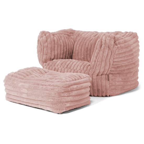 Albert Puff Sillón - Pana de Felpa Ultra Rosa Empolvado 02
