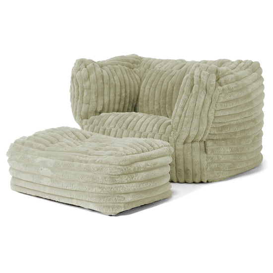 Albert Puff Sillón - Pana de Felpa Ultra Verde Salvia 02