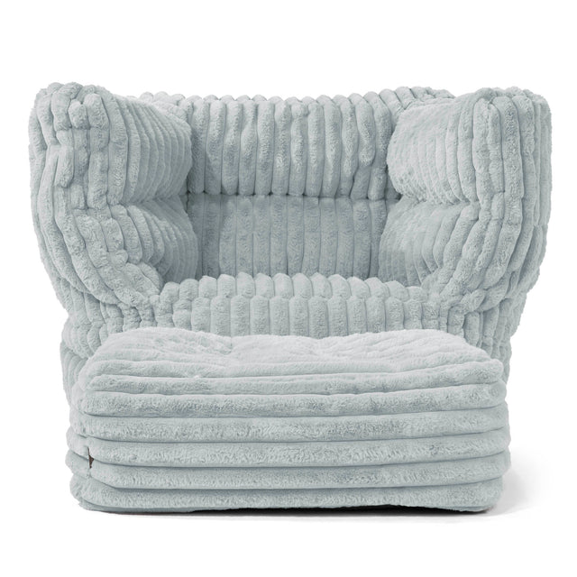 Louis Puff Sillón - Pana de Felpa Ultra Azul Huevo de Pato 02
