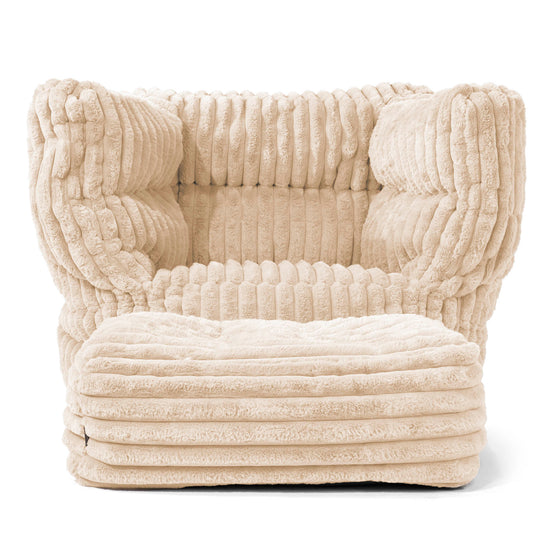 Louis Puff Sillón - Pana de Felpa Ultra Crema 02