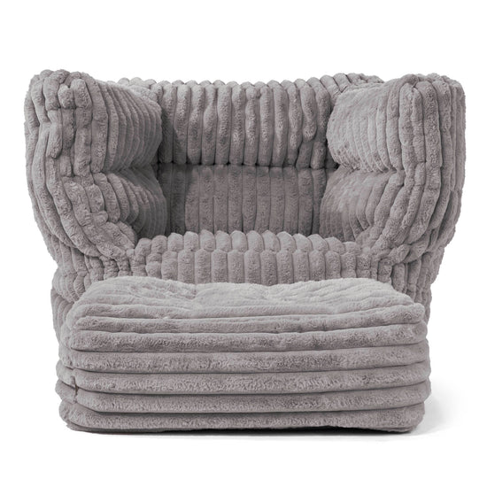 Louis Puff Sillón - Pana de Felpa Ultra Gris 02
