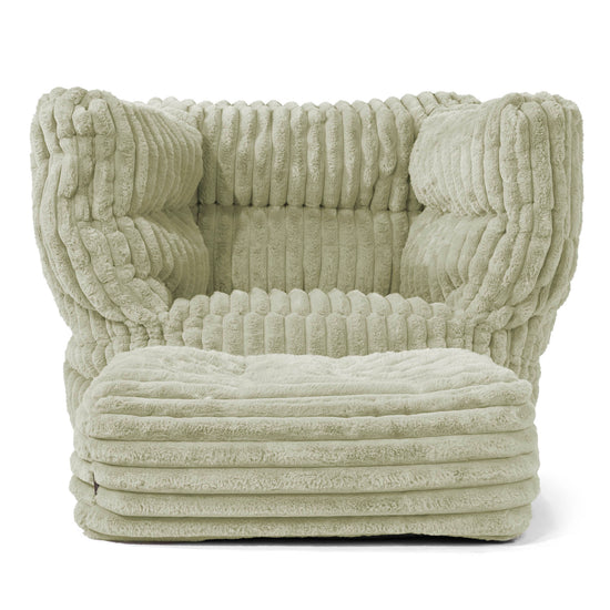 Louis Puff Sillón - Pana de Felpa Ultra Verde Salvia 02