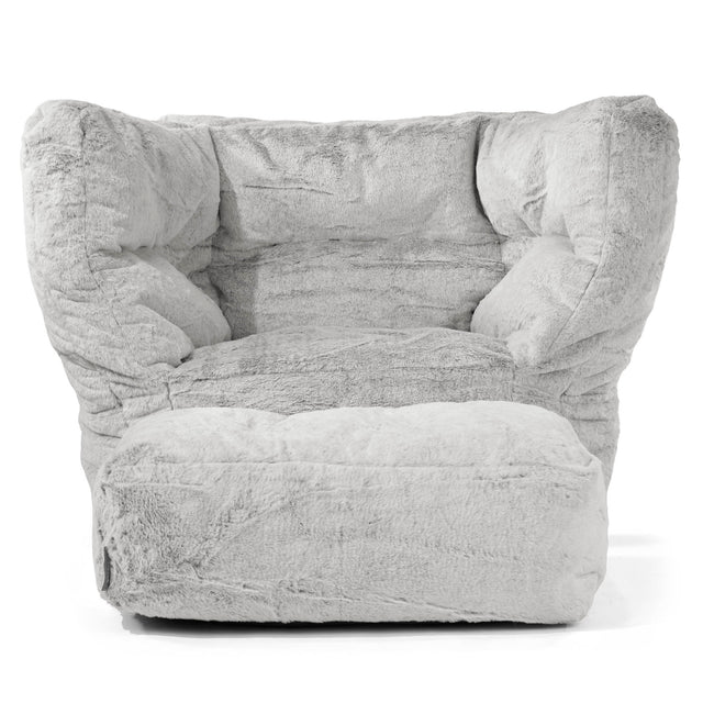 Louis Puff Sillón - Piel de Conejo Sintética Gris Claro 02