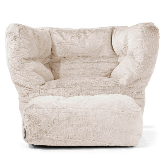 Louis Puff Sillón - Piel de Conejo Sintética Marrón Dorado 02
