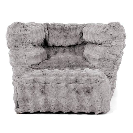 Louis Puff Sillón - Piel Sintética de Burbuja Gris 02