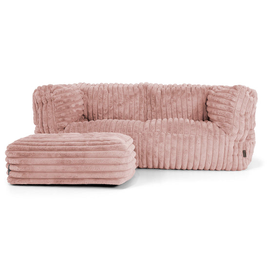 Albert Puf Sofá 2 plazas - Pana de Felpa Ultra Rosa Empolvado 02