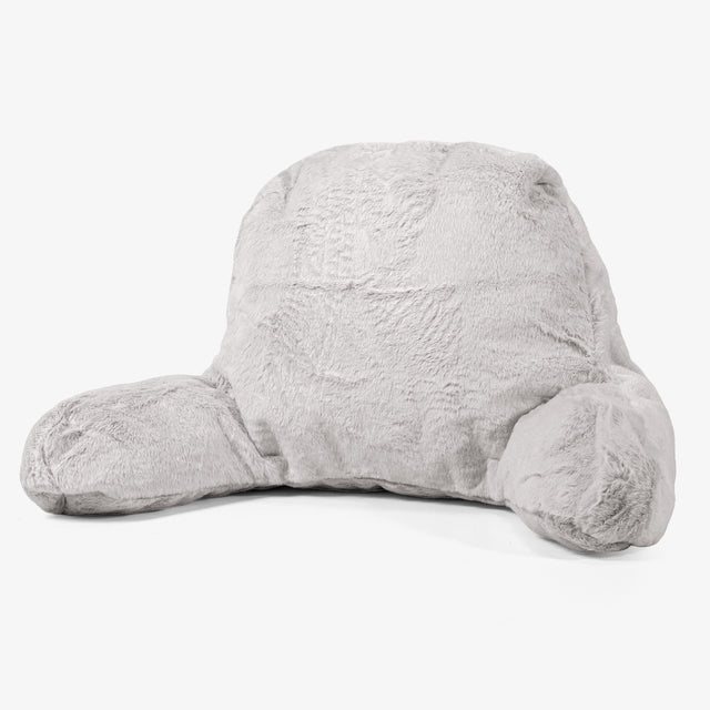 Almohada de Lectura de Alto Soporte - Piel de Conejo Sintética Gris Claro 01