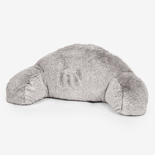 Almohada de Lectura para Niños de Alto Soporte - Piel de Conejo Sintética Gris Claro 01