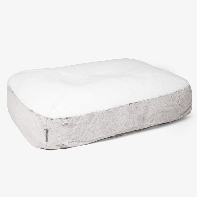 Cama Encorvada para Perros Grande - Piel de Conejo Sintética Gris Claro 01