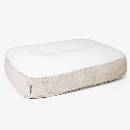 Cama Encorvada para Perros Grande - Piel de Conejo Sintética Marrón Dorado 01