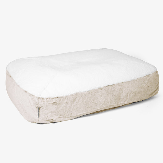 Cama Encorvada para Perros Grande - Piel de Conejo Sintética Marrón Dorado 01