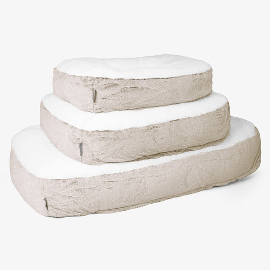 Cama Encorvada para Perros Grande - Piel de Conejo Sintética Marrón Dorado 02