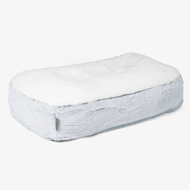 Cama Encorvada para Perros Mediana - Piel de Conejo Sintética Azul Empolvado 01