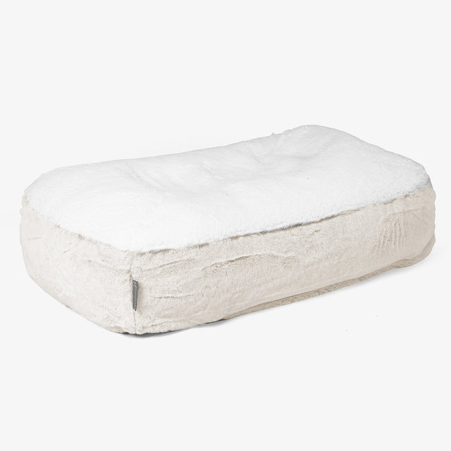 Cama Encorvada para Perros Mediana - Piel de Conejo Sintética Blanco 01