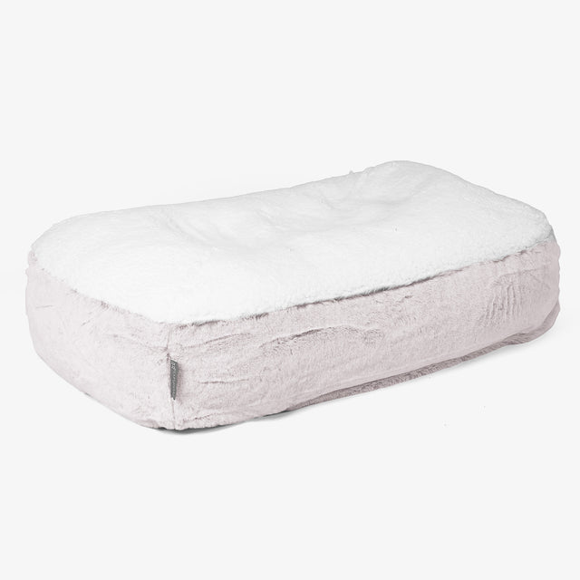 Cama Encorvada para Perros Mediana - Piel de Conejo Sintética Rosa Empolvado 01