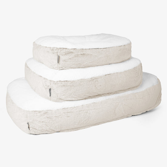 Cama Encorvada para Perros XL - Piel de Conejo Sintética Blanco 02