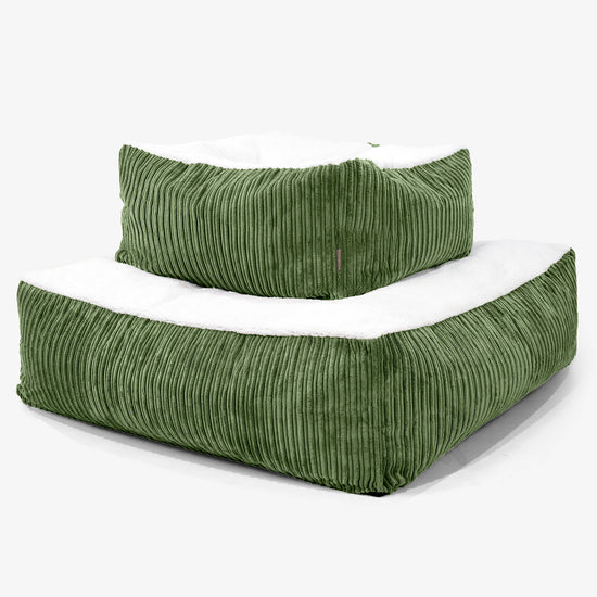Cama para Perro Colchón Gigante XXL - Sherpa & Pana Clásica Bosque Verde - 03