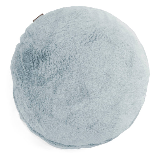 Fundas de Cojín Redondo 50cm - Piel de Conejo Sintética Azul Empolvado 01