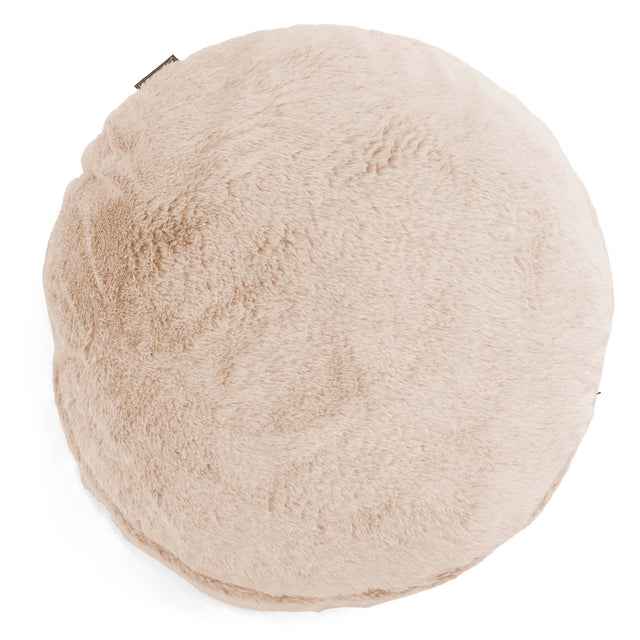 Fundas de Cojín Redondo 50cm - Piel de Conejo Sintética Blanco 01