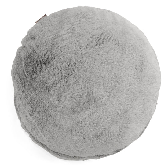 Fundas de Cojín Redondo 50cm - Piel de Conejo Sintética Gris Claro 01