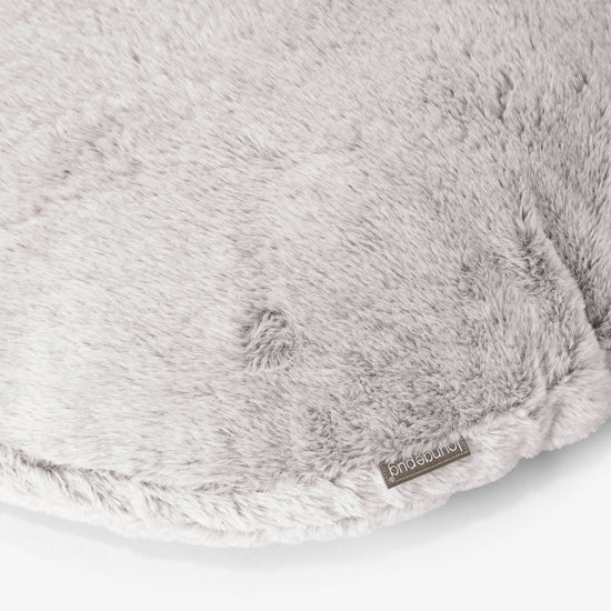 Fundas de Cojín Redondo 50cm - Piel de Conejo Sintética Gris Claro 02