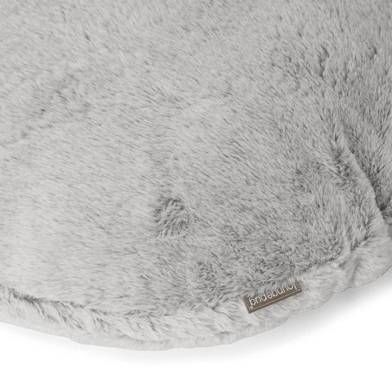 Fundas de Cojín Redondo 50cm - Piel de Conejo Sintética Gris Claro 02
