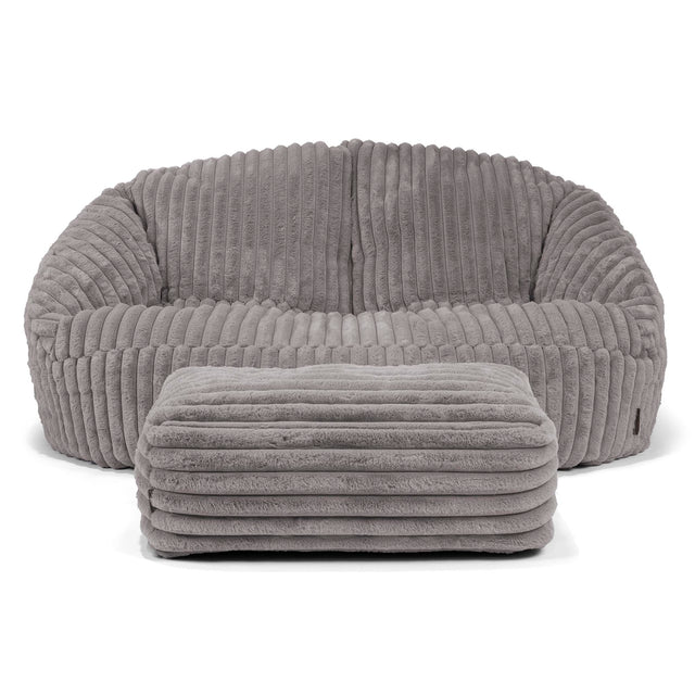 Puf Grande Bubble - Pana de Felpa Ultra Gris 02