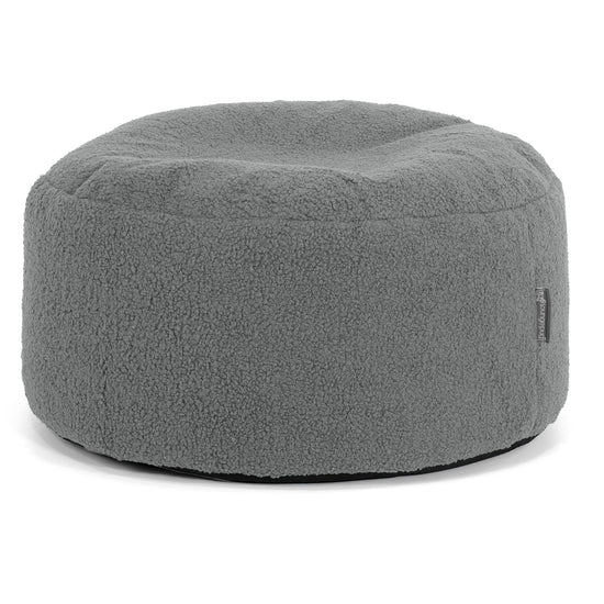 Puf Redondo con Bandeja para Servir - Boucle Gris - 02