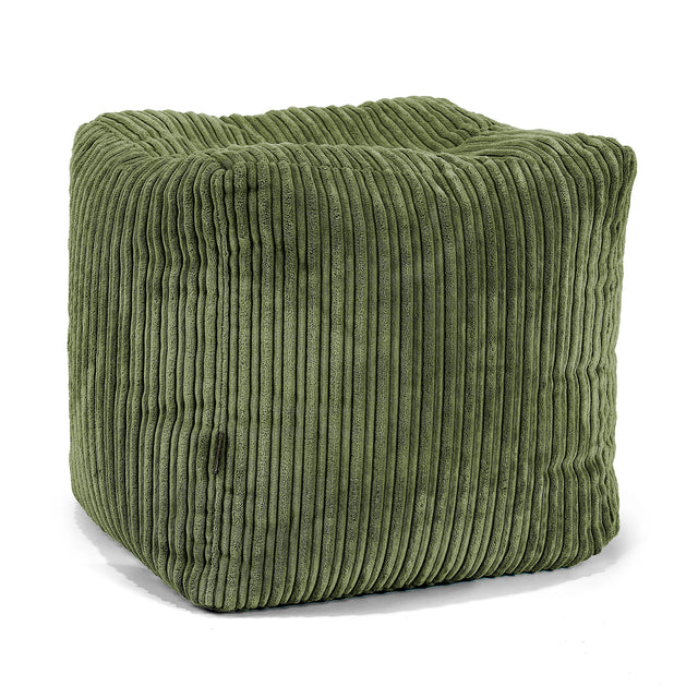 Puf Reposapiés Cubo - Pana Clásica Bosque Verde 01
