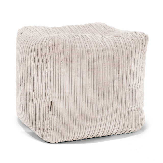 Puf Reposapiés Cubo - Pana Clásica Marfil 01
