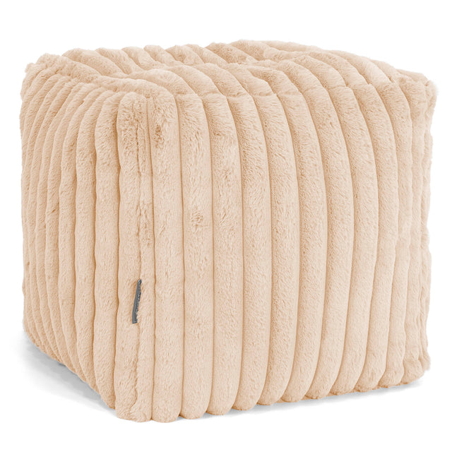 Puf Reposapiés Cubo - Pana de Felpa Ultra Durazno 01