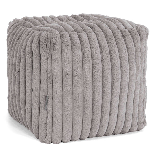 Puf Reposapiés Cubo - Pana de Felpa Ultra Gris 01