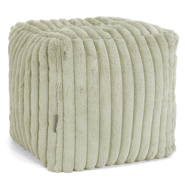 Puf Reposapiés Cubo - Pana de Felpa Ultra Verde Salvia 01