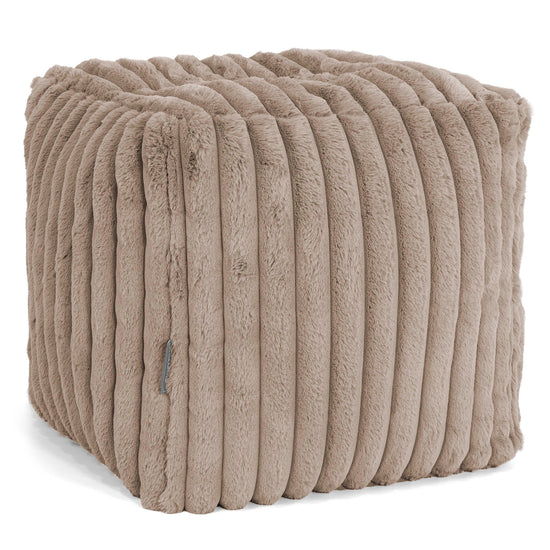 Puf Reposapiés Cubo - Pana de Felpa Ultra Visón 01
