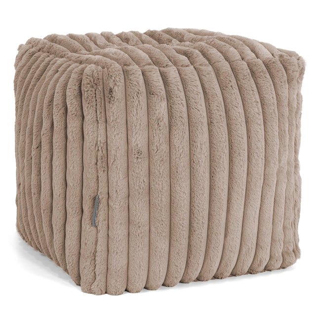 Puf Reposapiés Cubo - Pana de Felpa Ultra Visón 01