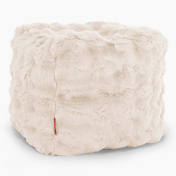 Puf Reposapiés Cubo - Piel Sintética de Burbuja Crema 01