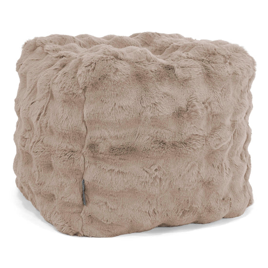 Puf Reposapiés Cubo - Piel Sintética de Burbuja Vison 01