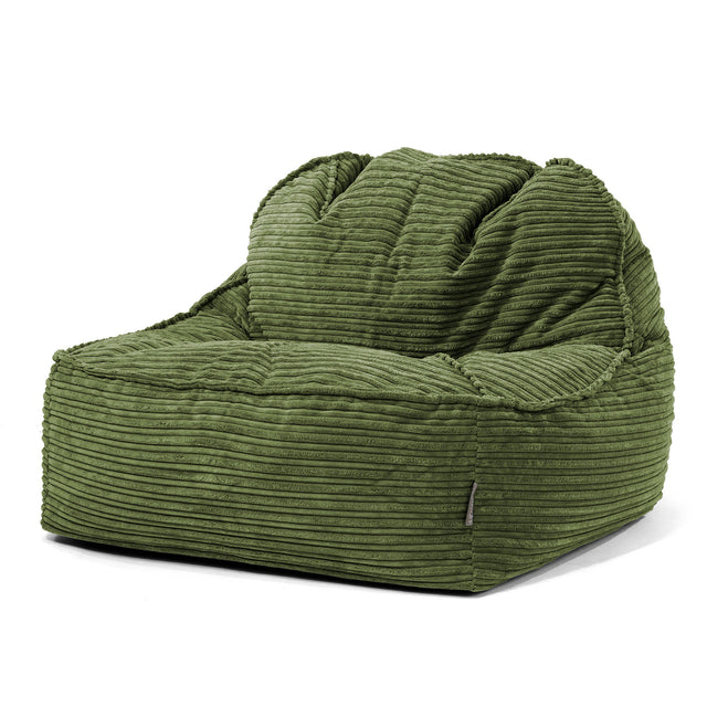 Puf Silla Encorvada 2.0 - Pana Clásica Bosque Verde 01