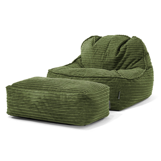 Puf Silla Encorvada 2.0 - Pana Clásica Bosque Verde 02