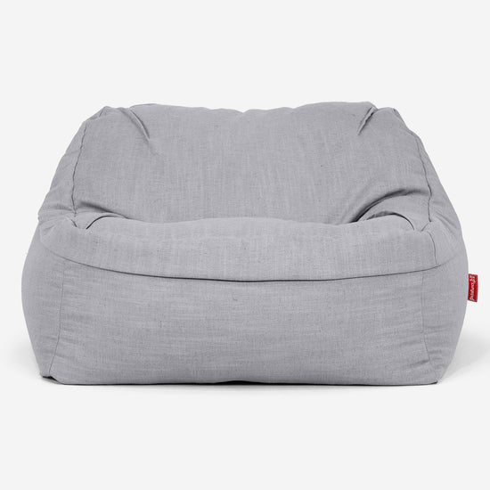 Puf Silla Encorvada - Aspecto de Lino Plata 02