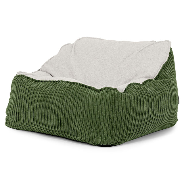 Puf Silla Encorvada - Boucle & Pana Clásica Bosque Verde 01