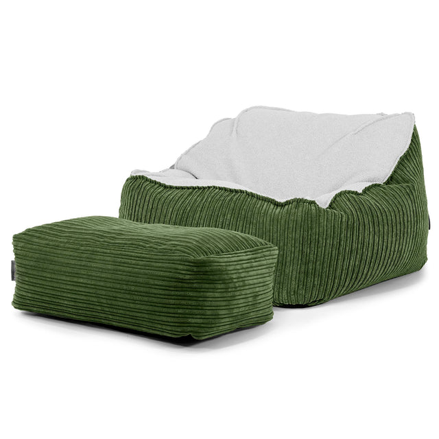 Puf Silla Encorvada - Boucle & Pana Clásica Bosque Verde 03